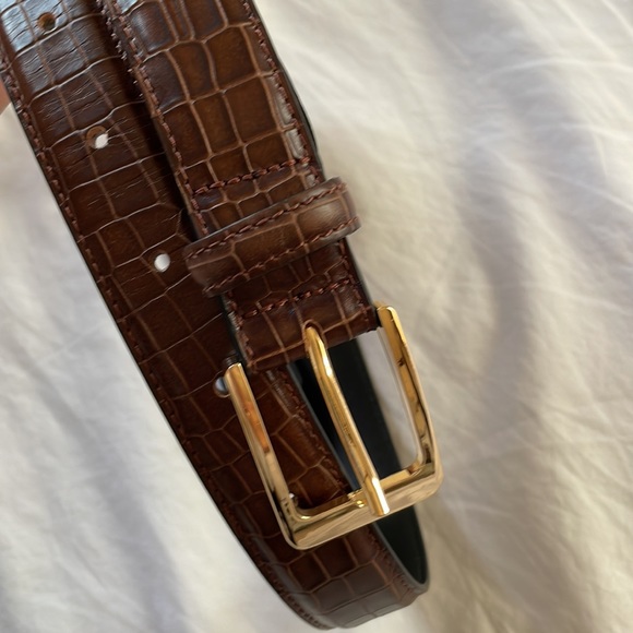 Naked Vice Mia Brown 100% Leather Croc Belt - Picture 2 of 8